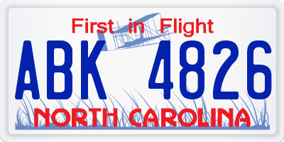NC license plate ABK4826