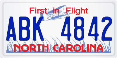 NC license plate ABK4842