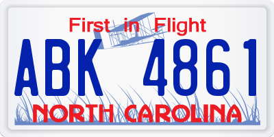 NC license plate ABK4861