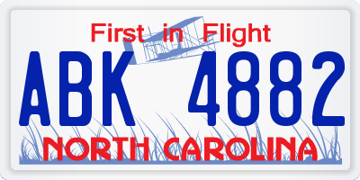 NC license plate ABK4882