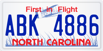 NC license plate ABK4886
