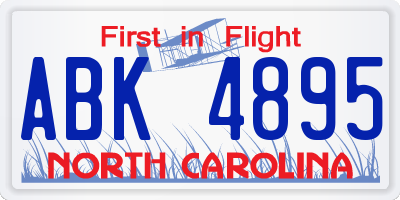 NC license plate ABK4895