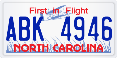 NC license plate ABK4946