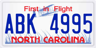 NC license plate ABK4995