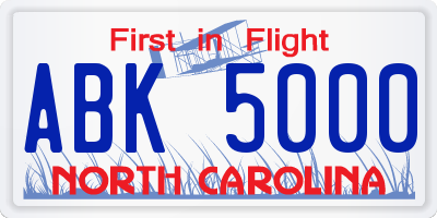 NC license plate ABK5000