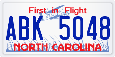 NC license plate ABK5048