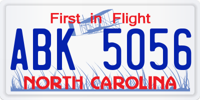 NC license plate ABK5056