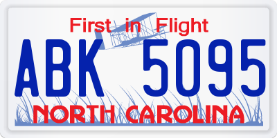 NC license plate ABK5095