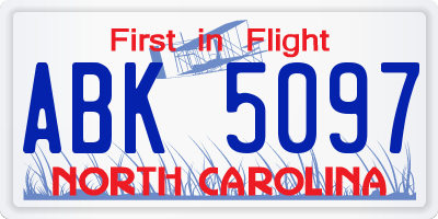 NC license plate ABK5097