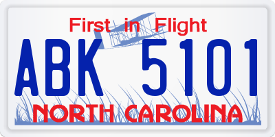 NC license plate ABK5101