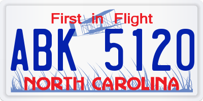 NC license plate ABK5120
