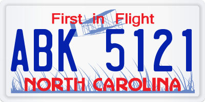 NC license plate ABK5121