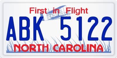 NC license plate ABK5122