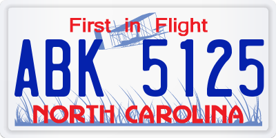 NC license plate ABK5125