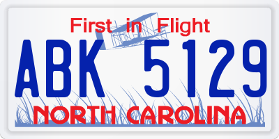 NC license plate ABK5129