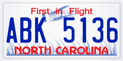NC license plate ABK5136
