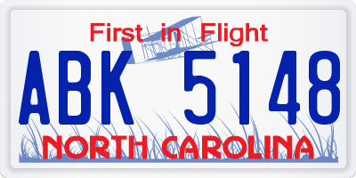 NC license plate ABK5148