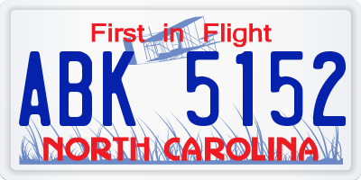 NC license plate ABK5152