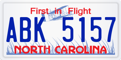 NC license plate ABK5157