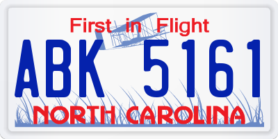 NC license plate ABK5161