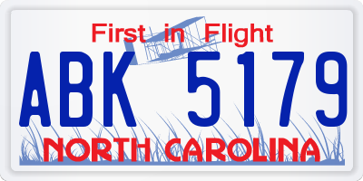 NC license plate ABK5179