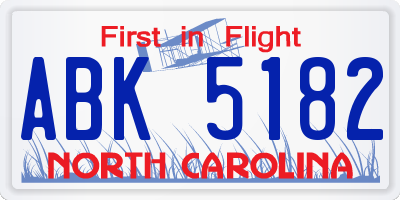 NC license plate ABK5182