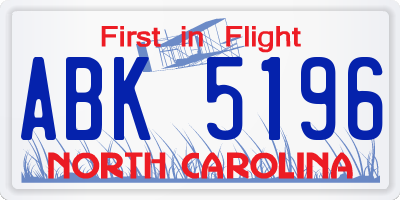NC license plate ABK5196