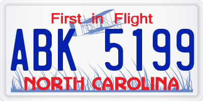 NC license plate ABK5199