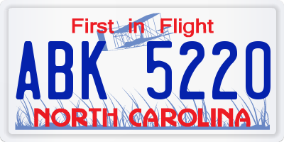 NC license plate ABK5220