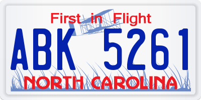 NC license plate ABK5261