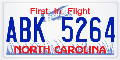 NC license plate ABK5264