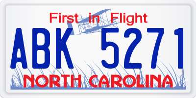 NC license plate ABK5271