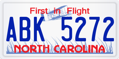 NC license plate ABK5272