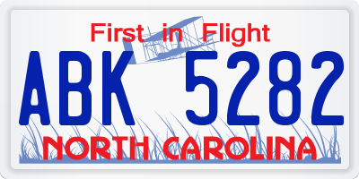 NC license plate ABK5282