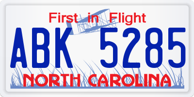 NC license plate ABK5285