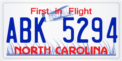 NC license plate ABK5294