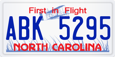 NC license plate ABK5295