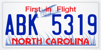 NC license plate ABK5319