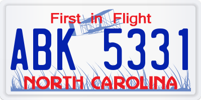 NC license plate ABK5331