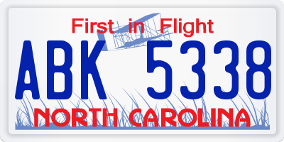 NC license plate ABK5338