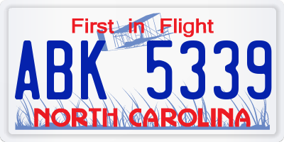NC license plate ABK5339