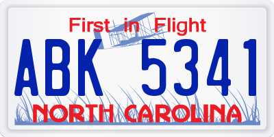 NC license plate ABK5341
