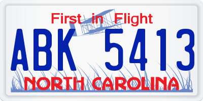 NC license plate ABK5413