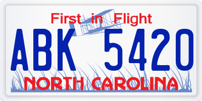 NC license plate ABK5420