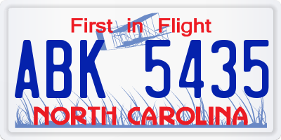 NC license plate ABK5435