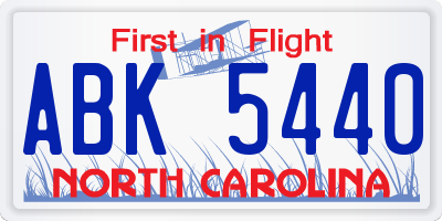 NC license plate ABK5440