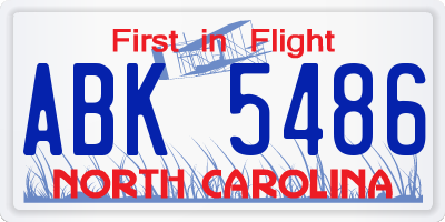 NC license plate ABK5486