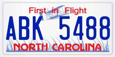 NC license plate ABK5488
