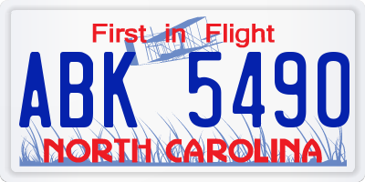 NC license plate ABK5490