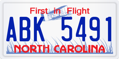 NC license plate ABK5491